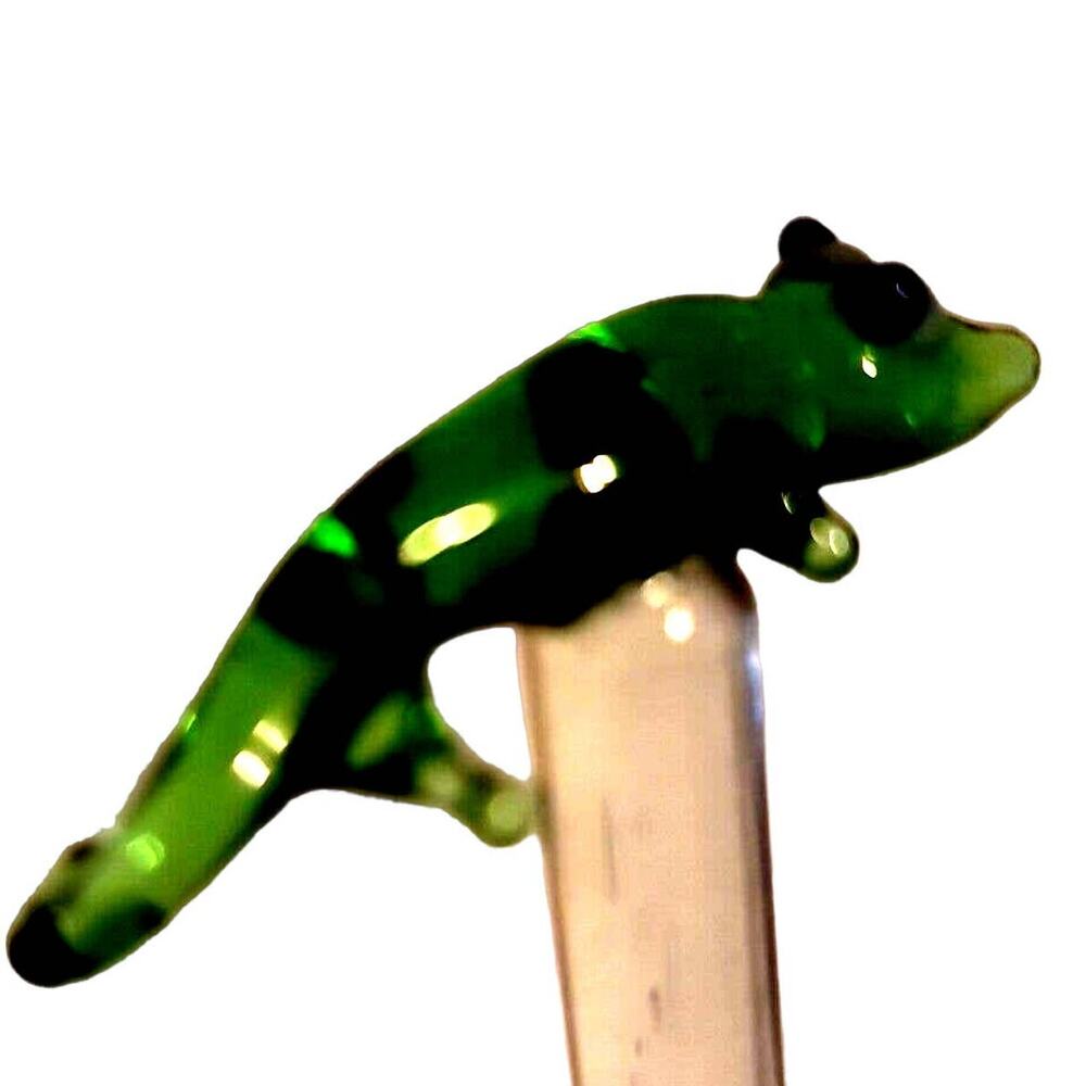 Hand-Blown Art Glass 8.5" SWIZZLE Stick margarita TIKI bar mixed drink ALLIGATOR